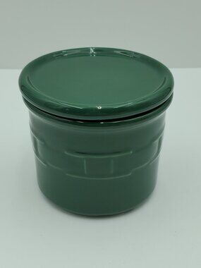 Longaberger Woven Traditions Ivy Green Salt Crock with Lid Dark Green 1 Pt Crock
